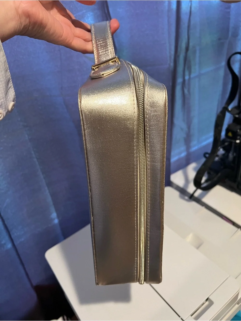 Metallic Rose Gold cosmetic bag—-4